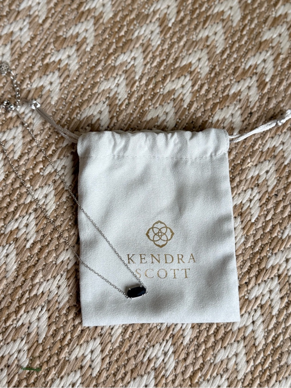 Kendra Scott Silver Necklace with Black Pendant
